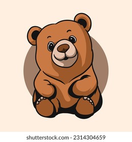 Cute bear sitting, vector illustration