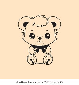 Sentación del oso cortado, ilustración vectorial