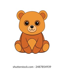 Cute Bear Sitting Vector Illustration for Print. Adorable bear illustration for print projects.