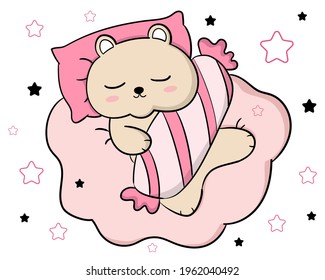 Cute bear sleeping cartoon vector