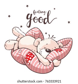 cute bear sleeping on pillow  character design/fashion graphic, T-shirt graphics