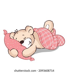 Cute bear sleeping .Vector  illustration; can be used for tee shirt wallpaper poster.