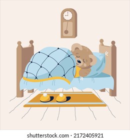 Dormilones de oso cortos en la cama