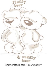 Cute bear with slogan. illustration tshirt print