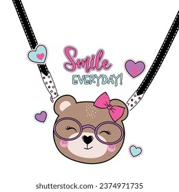 cute bear smile graphic tees for girl 