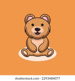 Cute bear smiling cartoon illustration
