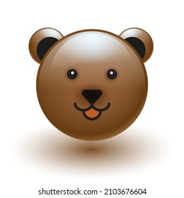 cute bear smiling face for mascot icon or emoji sticker design vector illustration. Animals and wildlife concept