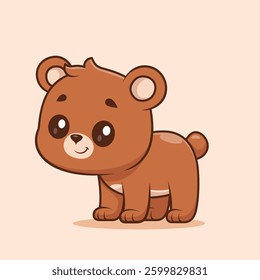 Cute Bear Standing Cartoon Vector Icon Illustration. Animal Nature Icon Concept Isolated Premium Vector. Flat Cartoon Style