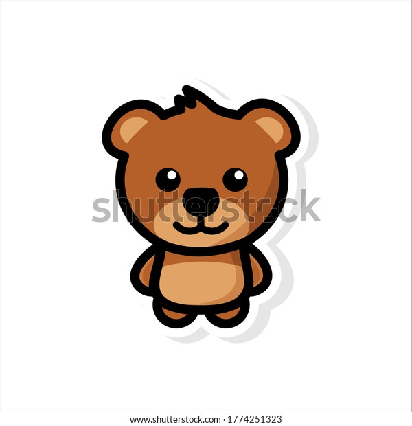 かわいい熊の立ったベクター画像アイコンイラスト クマのマスコット漫画のキャラクター 白い背景に動物のアイコンコンセプト ロゴ Tシャツデザイン バナー チラシ ステッカーに適した平らなカートーンスタイル のベクター画像素材 ロイヤリティフリー