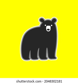 cute bear sticker, icon or logo on a cheerful yellow background