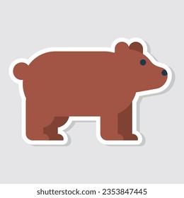 Cute bear sticker vector illustration. Simple cute bear stickers illustration for kids.