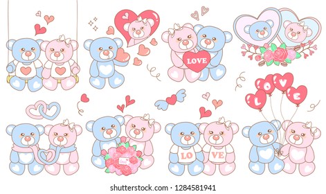cute bear stickers on the day of love