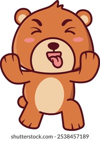 Cute Bear Is Sticking Out its Tongue Illustration