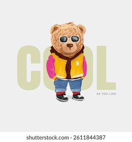 Cute bear in street fashion style vector illustration
