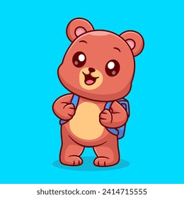Cute Bear Student With Backpack Go To School Cartoon
Vector Icon Illustration. Animal Education Icon Concept 
Isolated PremiumVector. Flat Cartoon Style
