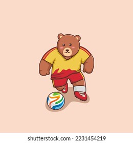 cute bear with the style and clothing of a professional soccer player, can be used as a logo, mascot or children's book illustration
