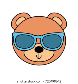 cute bear with sunglasses teddy face toy gift