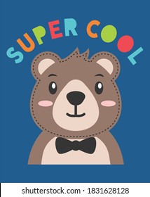 Cute bear super cool illustration ready for print on tees.