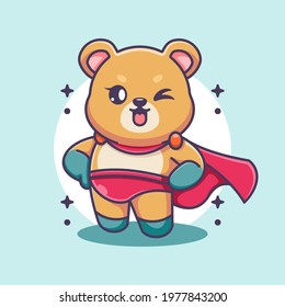 Cute Bear Super Hero Cartoon