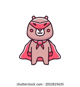 Cute bear with super hero costume illustration. Vector graphics for t-shirt prints and other uses.