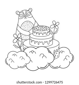 cute bear with sweet cake