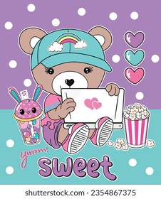 cute bear  sweet design for girl 