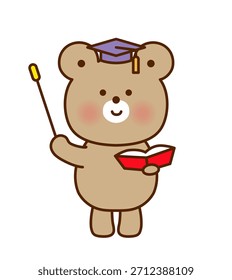 Professor de Urso Bonito com Ilustração de Vetor de Tampa de Graduação
