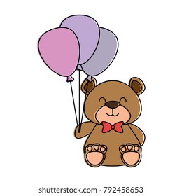cute bear teddy with balloons air