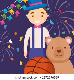 cute bear teddy with basket balloon