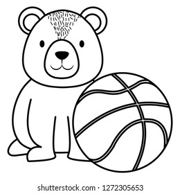 cute bear teddy with basket balloon