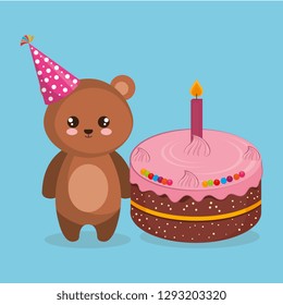 cute bear teddy with cake