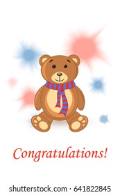 cute bear teddy. card greeting happy holiday.