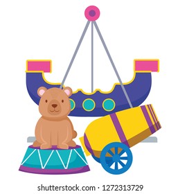 cute bear teddy with circus items