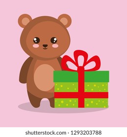 cute bear teddy with gift