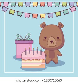 cute bear teddy happy birthday card