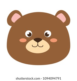 cute bear teddy head adorable character