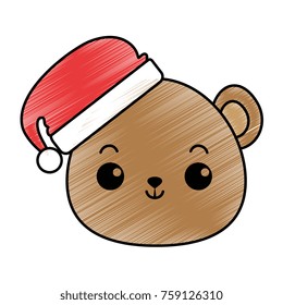cute bear teddy head kawaii character