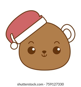 cute bear teddy head kawaii character