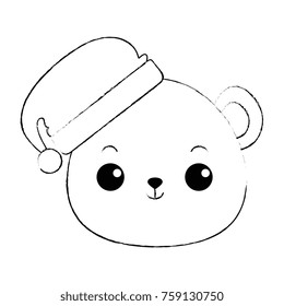 cute bear teddy head kawaii character
