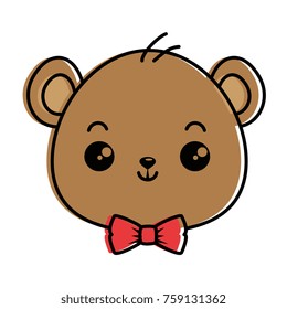 cute bear teddy head kawaii character