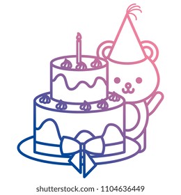cute bear teddy with sweet cake kawaii character