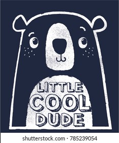 Cute Bear Tee Print Design As Vector