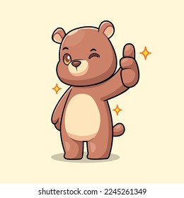 cute bear thumbs up cartoon vector
