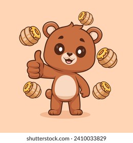 Cute Bear Thumbs Up With Honeycomb Cartoon Vector Icon
Illustration. Animal Food Icon Concept Isolated Premium
Vector. Flat Cartoon Style