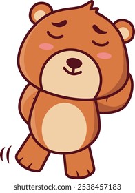 Cute Bear Touching Its Head Blushing Illustration
