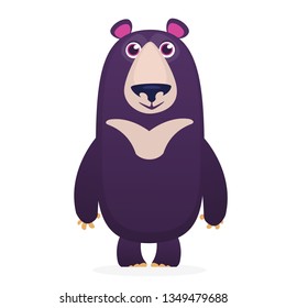 Cute bear toy Flat icon Vector illustration