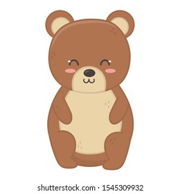 cute bear toy sitting on white background vector illustration