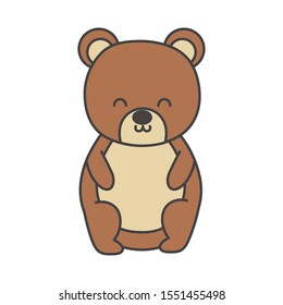 cute bear toy sitting on white background vector illustration