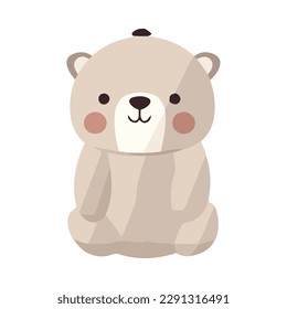 Cute-Bär-Spielzeug auf weißem Hintergrund Symbol einzeln