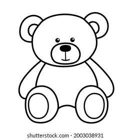 Cute bear toy. It is sitting. Simple vector illustration in style outline.